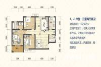 丽彩溪悦城3室2厅2卫122.4㎡户型图